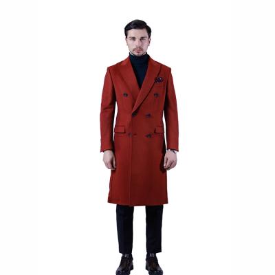 China Anti-wrinkle red color six button closure men woolen hot-selling double breasted overcoat for men for sale