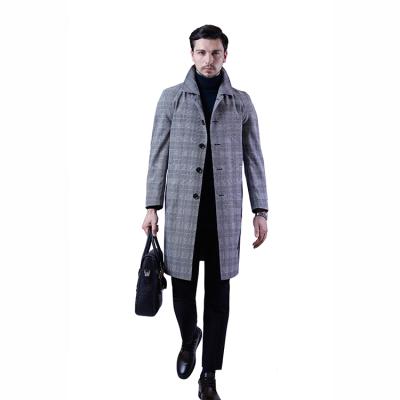 China Hot-selling Winter Men's Five Button Plaid Anti-wrinkle Notch Lapel Single Breasted Overcoat for sale