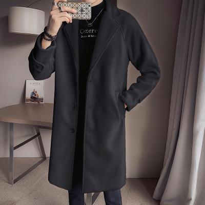 China high quality hot-selling simple Anti-wrinkle notch lapel breasted three buttons color black winter long coats for men for sale