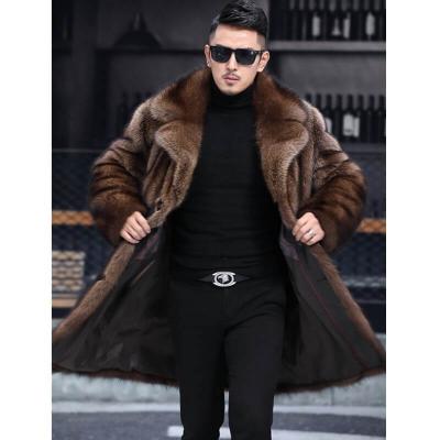 China Anti-wrinkle new arrival faux mink hair male fur coat winter men long mid elegant cheap fashion thick fur coat for sale