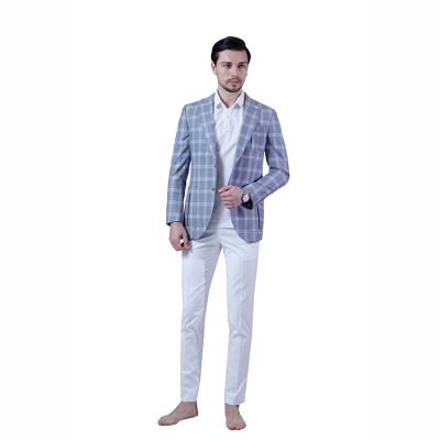 China New Design Anti-Wrinkle Color Plaids Notch Blue Plaids Lapel New Design Mens Blazer Two Breasted Buttons Single Breasted Mens Suits for sale