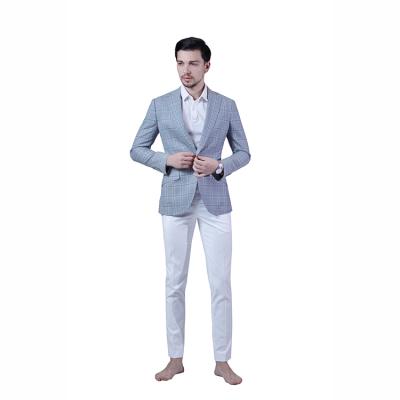 China New Design Anti-Wrinkle Plaids Gray Notch Lapel Single Breasted Buttons Mens Two Breasted Suits for sale