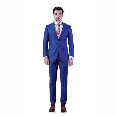 China hot selling Anti-wrinkle blue color notched collar 2 piece single breasted suits set men's suits for sale