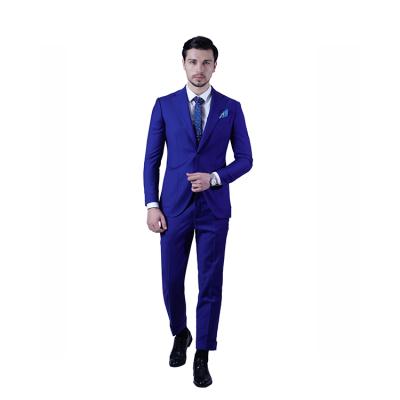 China Anti-wrinkle high-survey suit homm blue color notched lapel single breasted two buttons 2 pieces suits set mens suits for sale