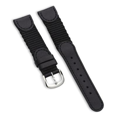 China Made by Genuine Leather and Nylon Material Nylon Compatible Genuine Leather Watch Bands in Black Low MOQ for Custom Brand Manufacturers Hand Leather Strap Watch Men for sale