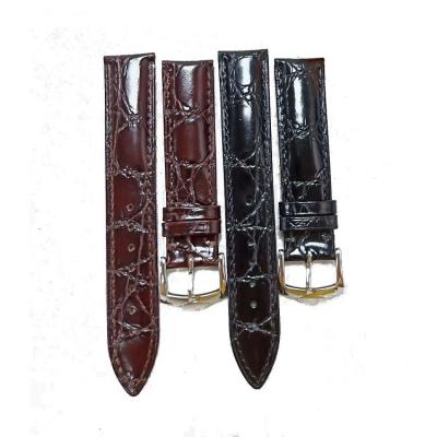 China With matching 14mm to 22mm leather watch band stitching embossing lizard textured genuine leather watch band straps in Guangzhou STOCK factory price for sale