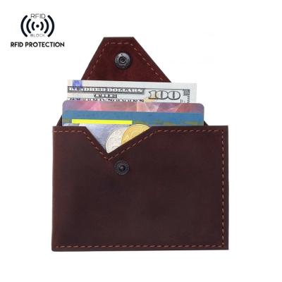 China Style Minimalist Handmade Leather Wallet Genuine Leather Coin Purse For Business Cards Namecards Vintage OEM ODM Contract Wallets Card Holder Men for sale