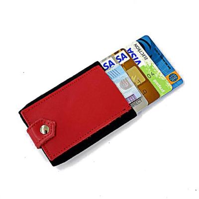 China One Pocket Simple Genuine Leather Cattle Skin Cowhide Real Money Card Holder and Credit 2021 Minimalist Leather Slim Wallet Card Holder OEM ODM Elastic Band for sale