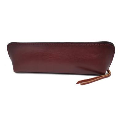 China Uses as luxury leather cosmetic pen case portable stationary bag leather pen bag pencil case organizer bag students reading brush case leather for sale