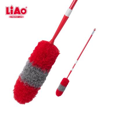 China E130019 Stocked LIAO Microfiber Flexible Duster with Long Telescopic Handle and Bendable Duster Head for sale