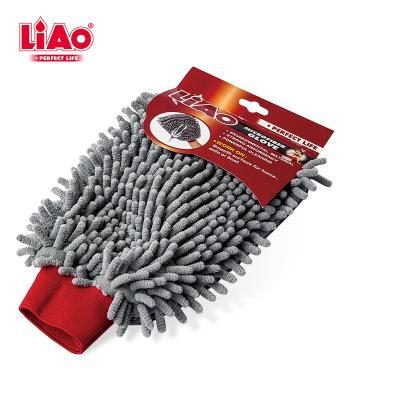 China Car Cleaning F130013 LIAO Microfiber Chenille Car Wash Cleaning Glove for sale