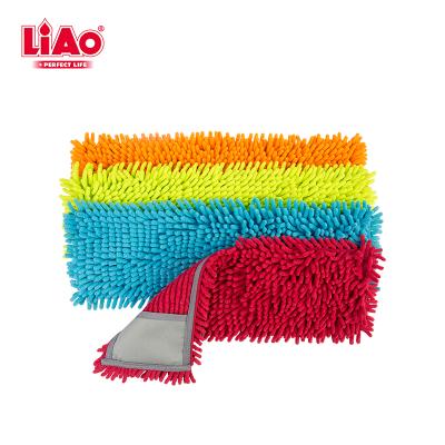 China Main Replacement LiAo Multi Colors Microfiber Chenille Durable Flat Refill Mop Pad for Floor Dust Mop for sale