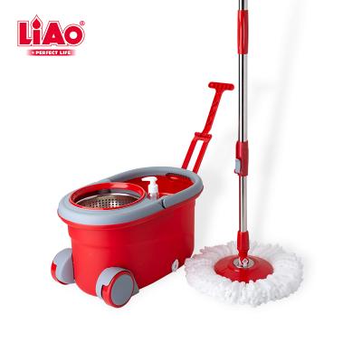 China T130029 LIAO Household 360 Rotation Broom Broom Bucket Style Walkable Clean Easy Magic Durable Wheels Flat Broom for sale