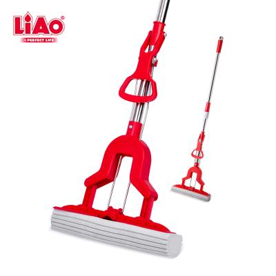 China LiAo 27cm Squeeze Easy Roller PVA Foam Folding Magic Sponge Broom For Kitchen Bathroom Floor Cleaning for sale