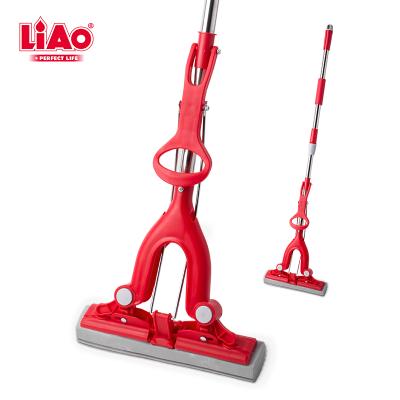 China LiAo Extra Wide 33cm Easy Viable Squeeze Roller PVA Foam Foldable Sponge Magic Flat Broom For Tile Marble Floor Cleaning for sale