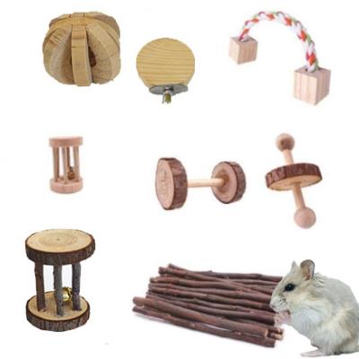 China Viable Hamster Chew Toys Natural Wooden Game Toy Exercise Bell Roller for sale