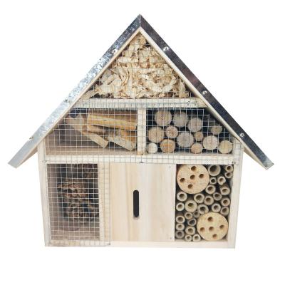 China Sustainable Wooden / Bamboo Bee House Insect Hotel , Insect Hotel With Metal Roof for sale