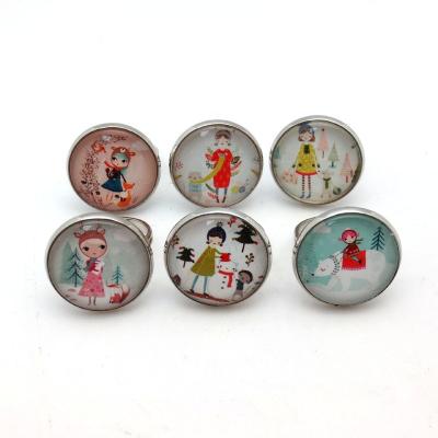 China Europe Popularly Rated Wedding Souvenir Silver Dome Glass Rings for sale