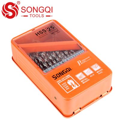 China SongQi hss cobalt metal drill bits set metal drill bits 25pcs for sale