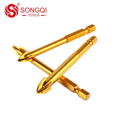 China Tiles Cross Head Glass Tile Drill Bit With Hex Shank For Glass Ceramic Tile Drilling for sale