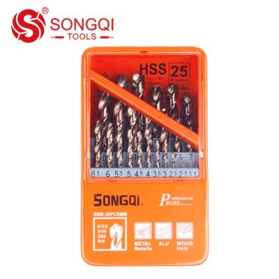 China SONGQI Metal Drill Bit Set Metal Hss M35 Cobalt Twist Drill Bits For Stainless Steel Containing 1-13mm, 25pcs for sale