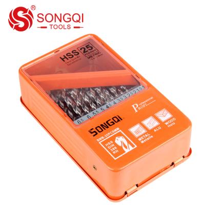 China Drill Holes Minus Edges SONGQI Jagged Straight Shank HSSCO 5%Cobalt Twist Drill Bits Sets 13/19/25 Pcs for sale