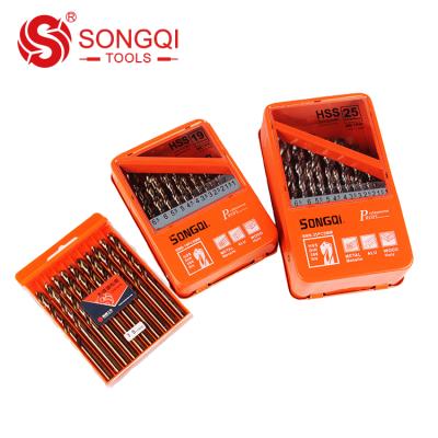 China Metal Drilling 13/19/25 Pcs Stainless Steel Twist Drill Bits HSS M35 Cobalt Twist Drill Bit Set For Metal/SS for sale