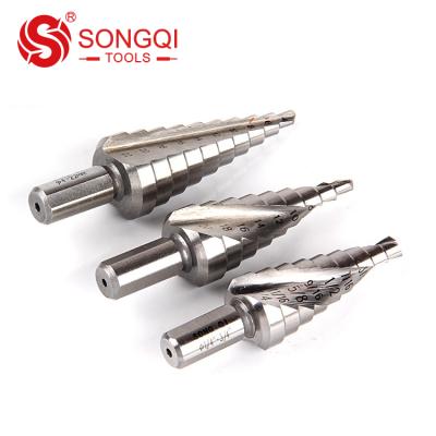 China Metal Drilling High Quality Straight Spline And Spiral Flute HSS M2 Step Drill Bits for sale