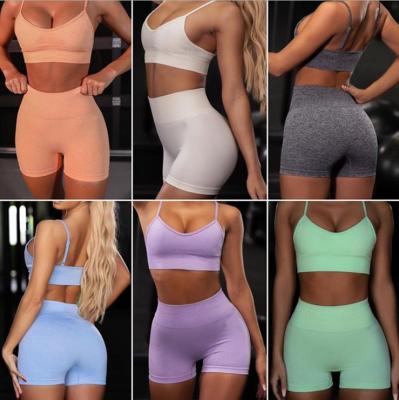 China Best Selling Breathable Sports Gym Bra And Shorts Active Yoga Suit Workout Wear Women Gym Wear Yoga Set for sale