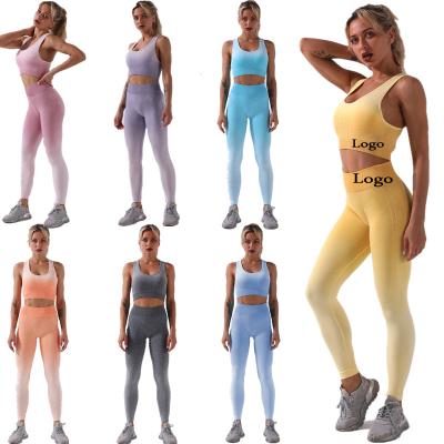 China New style yoga seamless set breathable dye knotting European and American high waist vest yoga set for sale