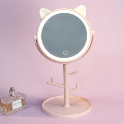 China Lighted Factory Selling Smart LED Lamp Mirror Tree Stand Pole Dimming HIPS Material + Pink White Float Glass for sale