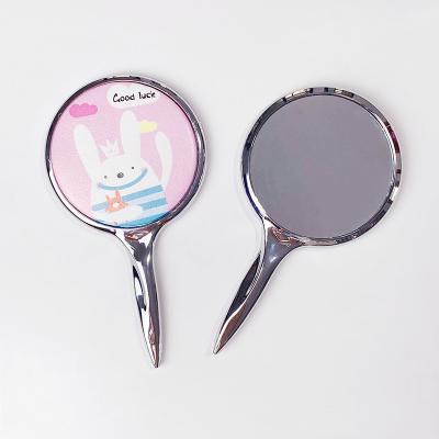 China Personalized Cute Rabbit Pattern Small Portable Handheld Makeup Mirror For Girl&Gift Easy To Carry For Travel Or Student Dorm for sale