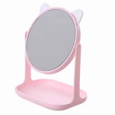 China Hot-selling double-sided makeup new fashion cartoon multi-function ear desk HD single rotating mirror for sale