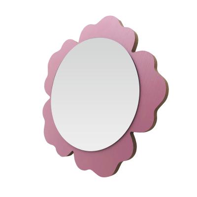 China Personalized Creative Desktop Makeup Mirror Fashion Wooden Flower Shape Portable Makeup Mirror Home Or Travel for sale