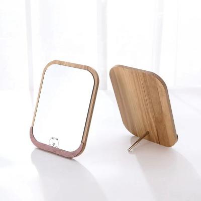 China Factory Direct Selling Makeup Wooden Table Mirror Custom Portable Student Dormitory Bedroom Mirror or Travel for sale