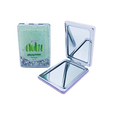 China Factory Direct Sales Custom Logo Double Sided Square Pocket Magnifying Instant Makeup Mirror Portable Mini Hand Mirror for sale