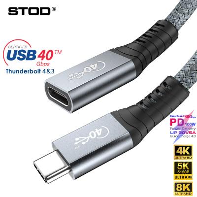 China Thunderbolt 4 Type C Compound Cable Thunderbolt 3 Extension Cable 40Gbps USB-C Male To Female Monitor DP Dock Video Station USB4 Extend Cord for sale