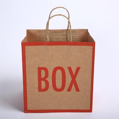 China Cheap Logo Design Printed Kraft Paper Bags With Handle For Gift Manufacturer for sale