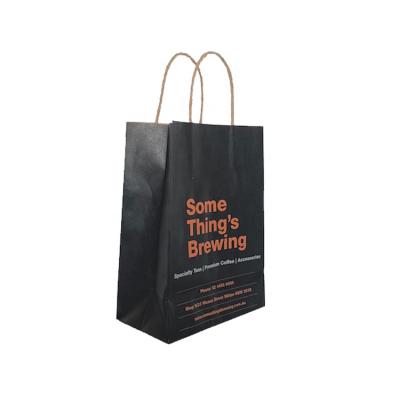 China Machines Making Logo Printed Grocery Bags Black Printed Custom Kraft Paper Bag with Twisted Handle Sac En Papier Kraft for sale