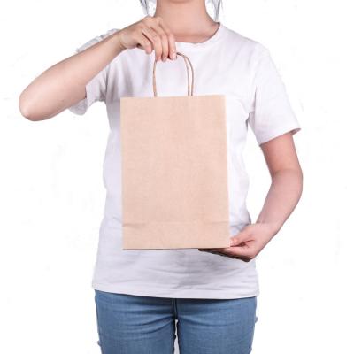 China Hot Sale Bulk Recyclable Cheap Brown Kraft Paper Shopping Bags with Handles Papieren Tas for sale