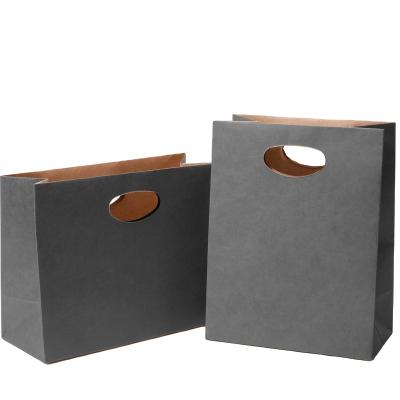 China Wholesale Top Quality Black Kraft Paper Bag Die Cut Handle Custom Food Bags for sale