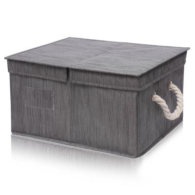 China Multi Function Sustainable Bamboo Fiber Fabric Covered Rectangular Underwear Closet Storage Box With Lid for sale