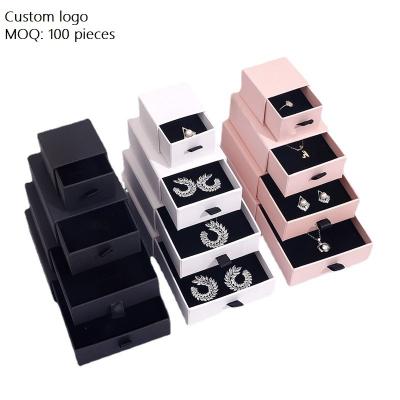 China New Style Eco-friendly Ring Earring Pendant Box Luxury Custom Sliding Jewelry Gift Drawer Packing Case for sale