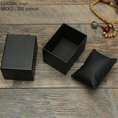 China New Products Paper Boxes Lychee Pattern Logo Rigid Custom Craft Paper Jewelry Black Lid And Gift Board Bottom Paper Box Packaging for sale