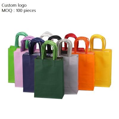 China Recyclable Wholesale Custom Reusable Eco Friendly Gift Bag Color Kraft Paper Bag With Handle For Shopping Packaging for sale