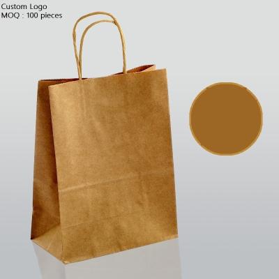 China Wholesale Packaging Bag Flat Bottom Up Custom Logo Food Shopping Paper Bag Kraft Paper Bag With Handle for sale