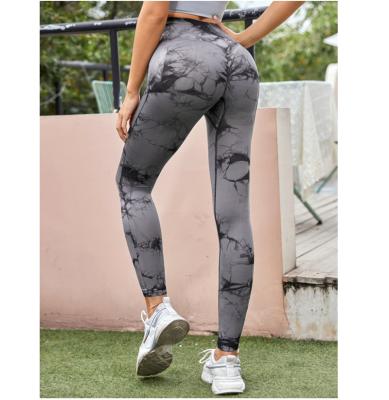 China Factory High Waist Antibacterial Women Seamless Yoga Leggings Women Pockets Tie Dye Sports Pants for sale