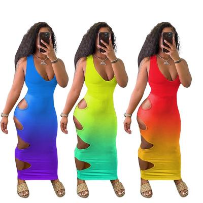 China 2021 summer sale hollow sexy streetwear maxi dresses casual dress suitable thin warm breathable women long sundress women for sale