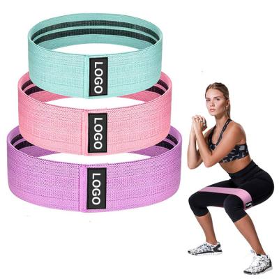 China Custom Logo Fitness Pink Yoga Elastic Resistance Band Gym Exercise Booty Cloth Resistance Bands Set for sale