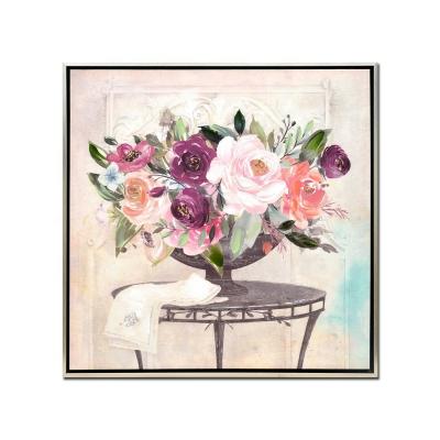 China Modern Decorative Painting Canvas Flower Wall Art With Floating Frame for sale